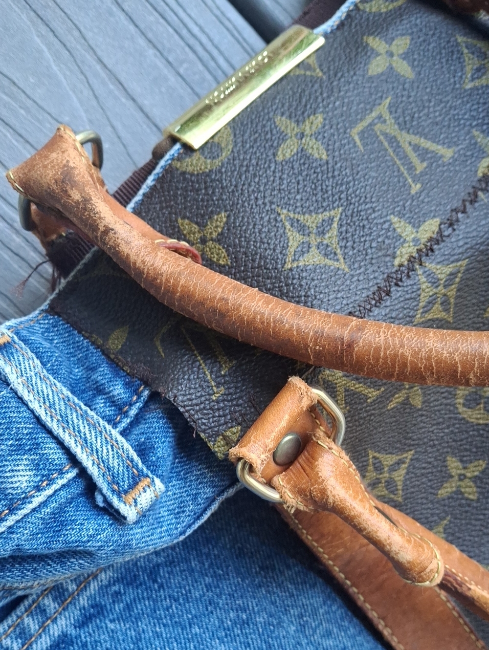 Upcycle Louis Vuitton Brown Monogram & Tan Leather Tote Bag - Picture 5 of 15
